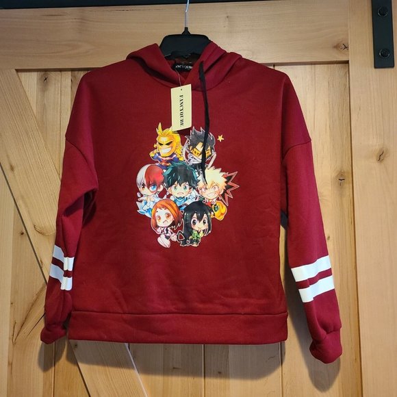 New! My Hero Academia Sweater Womens Small Red White Hooded Sweatshirt - Picture 1 of 12